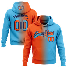 Загрузить изображение в средство просмотра галереи, Custom Stitched Sky Blue Orange-Navy Gradient Fashion Sports Pullover Sweatshirt Hoodie