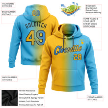 Загрузить изображение в средство просмотра галереи, Custom Stitched Sky Blue Gold-Black Gradient Fashion Sports Pullover Sweatshirt Hoodie