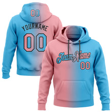 Загрузить изображение в средство просмотра галереи, Custom Stitched Sky Blue Medium Pink-Black Gradient Fashion Sports Pullover Sweatshirt Hoodie
