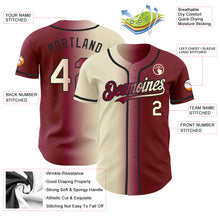 Laden Sie das Bild in den Galerie-Viewer, Custom Maroon Cream-Black Authentic Gradient Fashion Baseball Jersey
