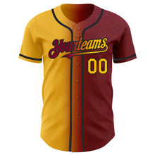 Laden Sie das Bild in den Galerie-Viewer, Custom Maroon Gold-Black Authentic Gradient Fashion Baseball Jersey