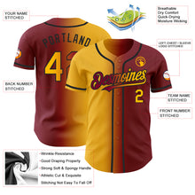 Laden Sie das Bild in den Galerie-Viewer, Custom Maroon Gold-Black Authentic Gradient Fashion Baseball Jersey