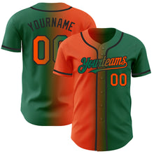Load image into Gallery viewer, Custom Kelly Green Orange-Black Authentic Gradient Fashion Baseball Jersey