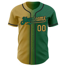 Load image into Gallery viewer, Custom Kelly Green Old Gold-Black Authentic Gradient Fashion Baseball Jersey