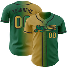 Load image into Gallery viewer, Custom Kelly Green Old Gold-Black Authentic Gradient Fashion Baseball Jersey