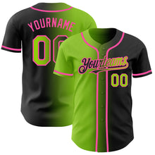 Charger l'image dans la galerie, Custom Black Neon Green-Pink Authentic Gradient Fashion Baseball Jersey