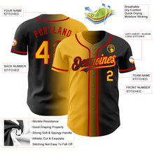 Load image into Gallery viewer, Custom Black Gold-Red Authentic Gradient Fashion Baseball Jersey