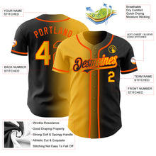 Load image into Gallery viewer, Custom Black Gold-Orange Authentic Gradient Fashion Baseball Jersey