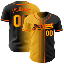 Load image into Gallery viewer, Custom Black Gold-Orange Authentic Gradient Fashion Baseball Jersey