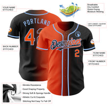 Load image into Gallery viewer, Custom Black Orange-Light Blue Authentic Gradient Fashion Baseball Jersey