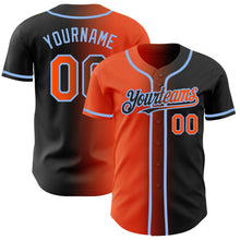 Load image into Gallery viewer, Custom Black Orange-Light Blue Authentic Gradient Fashion Baseball Jersey