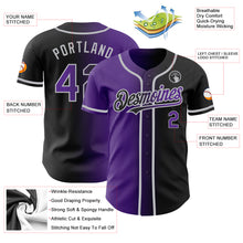 Load image into Gallery viewer, Custom Black Purple-Gray Authentic Gradient Fashion Baseball Jersey