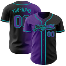 Load image into Gallery viewer, Custom Black Purple-Teal Authentic Gradient Fashion Baseball Jersey