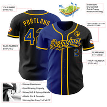Load image into Gallery viewer, Custom Black Royal-Gold Authentic Gradient Fashion Baseball Jersey