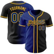 Load image into Gallery viewer, Custom Black Royal-Gold Authentic Gradient Fashion Baseball Jersey