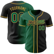 Load image into Gallery viewer, Custom Black Kelly Green-Old Gold Authentic Gradient Fashion Baseball Jersey