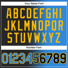 Загрузить изображение в средство просмотра галереи, Custom Black Electric Blue-Gold Authentic Gradient Fashion Baseball Jersey