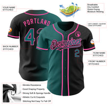 Загрузить изображение в средство просмотра галереи, Custom Black Teal-Pink Authentic Gradient Fashion Baseball Jersey