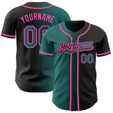 Загрузить изображение в средство просмотра галереи, Custom Black Teal-Pink Authentic Gradient Fashion Baseball Jersey