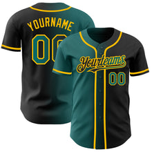 Загрузить изображение в средство просмотра галереи, Custom Black Teal-Gold Authentic Gradient Fashion Baseball Jersey