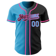 Laden Sie das Bild in den Galerie-Viewer, Custom Black Sky Blue-Pink Authentic Gradient Fashion Baseball Jersey