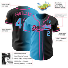 Laden Sie das Bild in den Galerie-Viewer, Custom Black Sky Blue-Pink Authentic Gradient Fashion Baseball Jersey