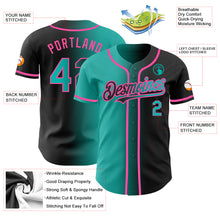 Laden Sie das Bild in den Galerie-Viewer, Custom Black Aqua-Pink Authentic Gradient Fashion Baseball Jersey