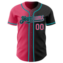 Charger l'image dans la galerie, Custom Black Neon Pink-Teal Authentic Gradient Fashion Baseball Jersey