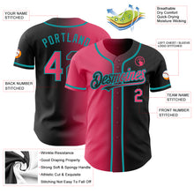 Charger l'image dans la galerie, Custom Black Neon Pink-Teal Authentic Gradient Fashion Baseball Jersey