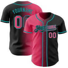 Charger l'image dans la galerie, Custom Black Neon Pink-Teal Authentic Gradient Fashion Baseball Jersey