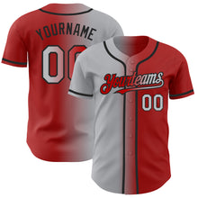 Load image into Gallery viewer, Custom Red Gray-Black Authentic Gradient Fashion Baseball Jersey