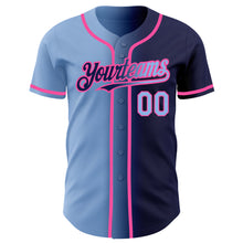 Load image into Gallery viewer, Custom Navy Light Blue-Pink Authentic Gradient Fashion Baseball Jersey