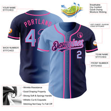Load image into Gallery viewer, Custom Navy Light Blue-Pink Authentic Gradient Fashion Baseball Jersey