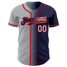 Load image into Gallery viewer, Custom Navy Gray-Red Authentic Gradient Fashion Baseball Jersey