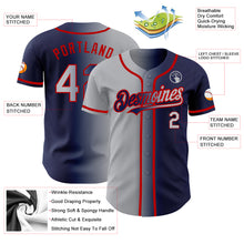 Load image into Gallery viewer, Custom Navy Gray-Red Authentic Gradient Fashion Baseball Jersey