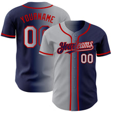 Load image into Gallery viewer, Custom Navy Gray-Red Authentic Gradient Fashion Baseball Jersey