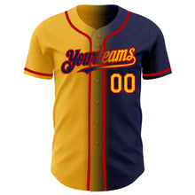 Load image into Gallery viewer, Custom Navy Gold-Red Authentic Gradient Fashion Baseball Jersey