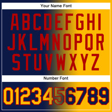 Load image into Gallery viewer, Custom Navy Gold-Red Authentic Gradient Fashion Baseball Jersey