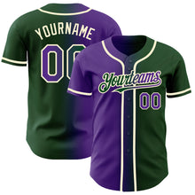 Load image into Gallery viewer, Custom Green Purple-Cream Authentic Gradient Fashion Baseball Jersey
