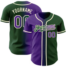 Load image into Gallery viewer, Custom Green Purple-Cream Authentic Gradient Fashion Baseball Jersey