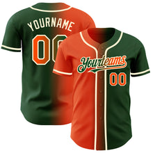Load image into Gallery viewer, Custom Green Orange-Cream Authentic Gradient Fashion Baseball Jersey