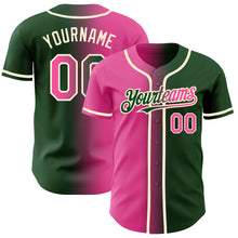 Load image into Gallery viewer, Custom Green Pink-Cream Authentic Gradient Fashion Baseball Jersey