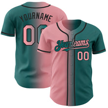 Load image into Gallery viewer, Custom Teal Medium Pink-Black Authentic Gradient Fashion Baseball Jersey