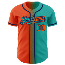 Charger l'image dans la galerie, Custom Aqua Orange-Navy Authentic Gradient Fashion Baseball Jersey