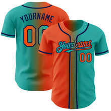 Charger l'image dans la galerie, Custom Aqua Orange-Navy Authentic Gradient Fashion Baseball Jersey