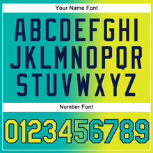 Загрузить изображение в средство просмотра галереи, Custom Aqua Neon Yellow-Navy Authentic Gradient Fashion Baseball Jersey