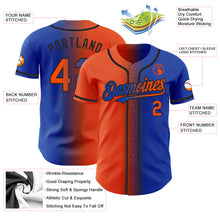 Загрузить изображение в средство просмотра галереи, Custom Thunder Blue Orange-Black Authentic Gradient Fashion Baseball Jersey