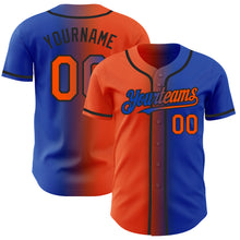 Загрузить изображение в средство просмотра галереи, Custom Thunder Blue Orange-Black Authentic Gradient Fashion Baseball Jersey