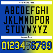 Charger l'image dans la galerie, Custom Thunder Blue Neon Yellow-Black Authentic Gradient Fashion Baseball Jersey