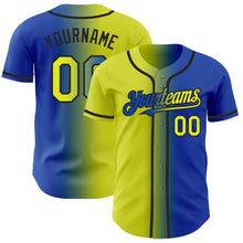 Charger l'image dans la galerie, Custom Thunder Blue Neon Yellow-Black Authentic Gradient Fashion Baseball Jersey